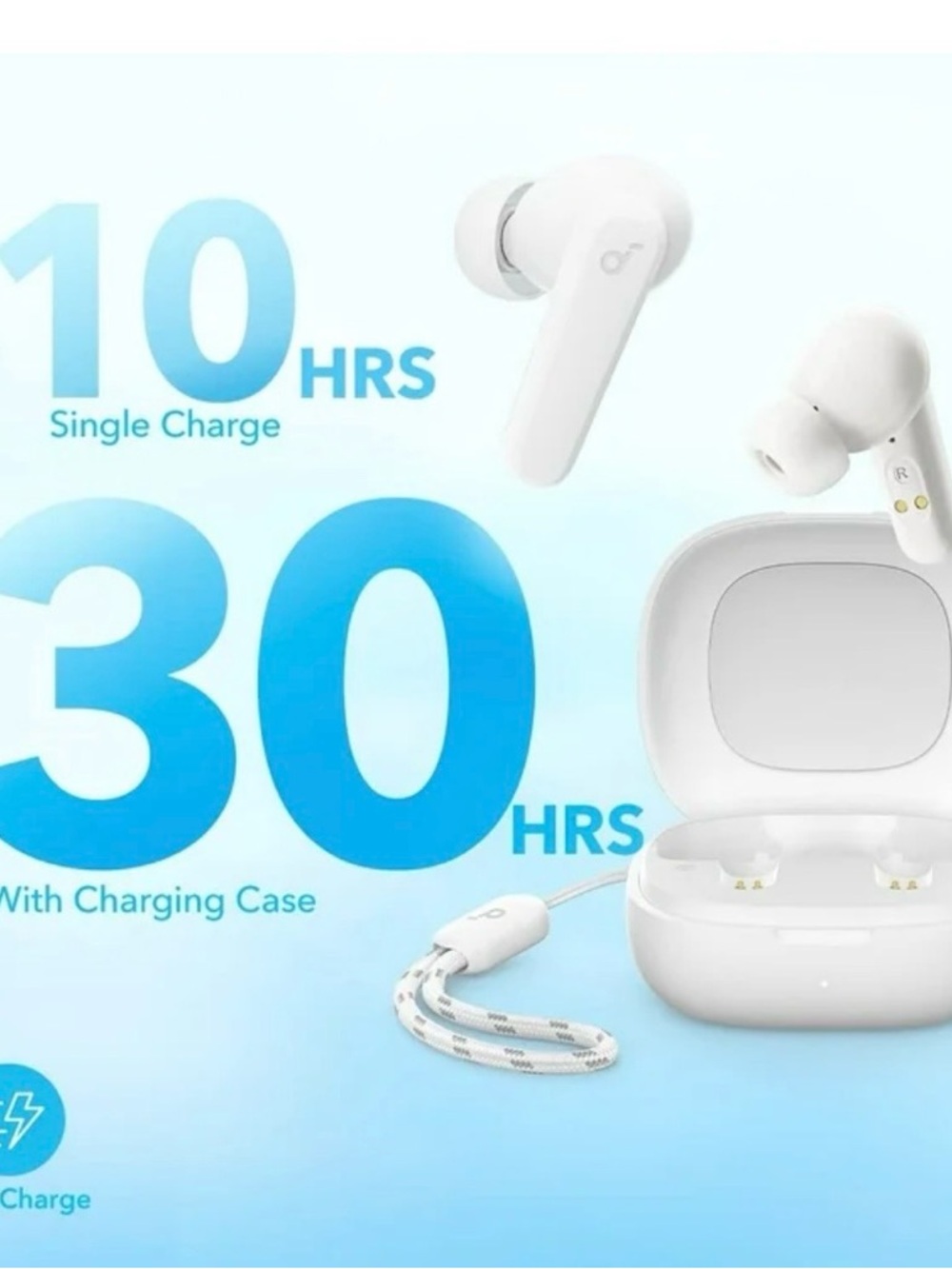Anker Soundcore P20i Wireless Earbuds - White with Blue Case - Picture 3 of 5